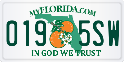 FL license plate 0195SW