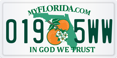 FL license plate 0195WW
