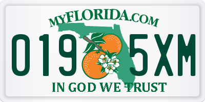 FL license plate 0195XM