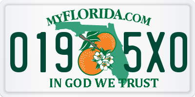 FL license plate 0195XO