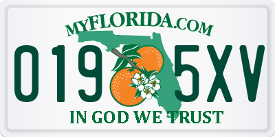 FL license plate 0195XV
