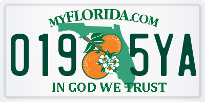 FL license plate 0195YA
