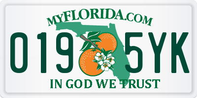 FL license plate 0195YK