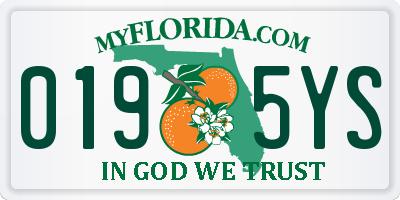 FL license plate 0195YS