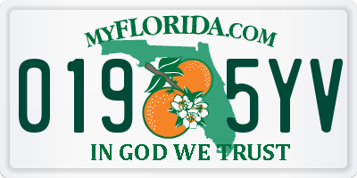 FL license plate 0195YV
