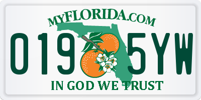 FL license plate 0195YW