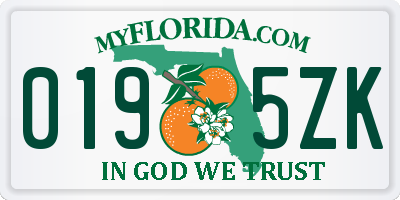 FL license plate 0195ZK