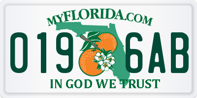 FL license plate 0196AB