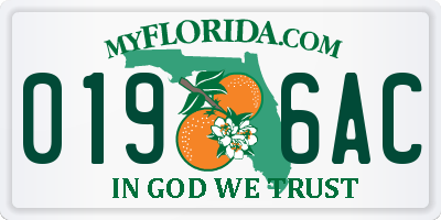 FL license plate 0196AC