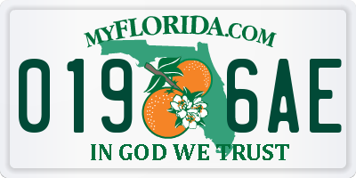 FL license plate 0196AE