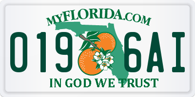 FL license plate 0196AI