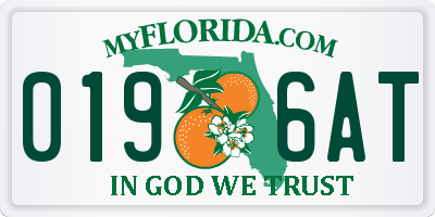 FL license plate 0196AT