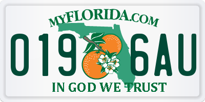 FL license plate 0196AU