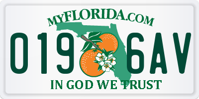 FL license plate 0196AV