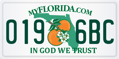 FL license plate 0196BC