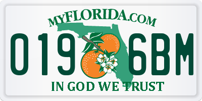 FL license plate 0196BM