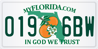 FL license plate 0196BW