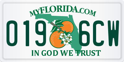 FL license plate 0196CW