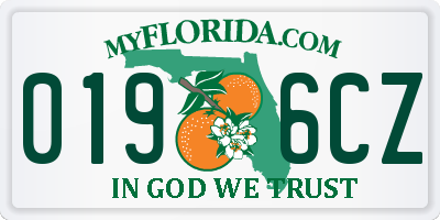 FL license plate 0196CZ