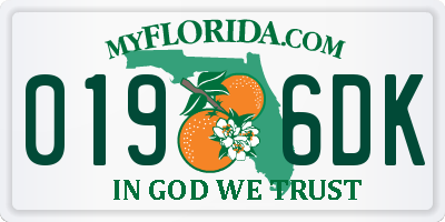 FL license plate 0196DK