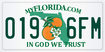 FL license plate 0196FM