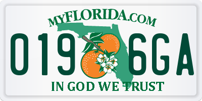 FL license plate 0196GA