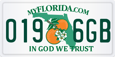 FL license plate 0196GB