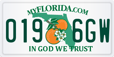 FL license plate 0196GW