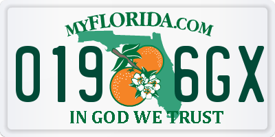 FL license plate 0196GX