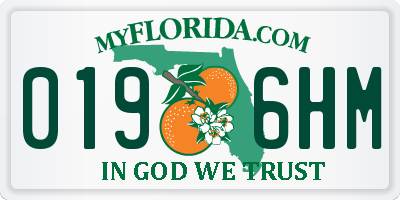 FL license plate 0196HM