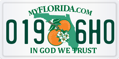 FL license plate 0196HO