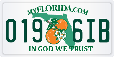 FL license plate 0196IB