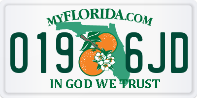 FL license plate 0196JD