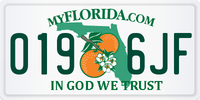 FL license plate 0196JF