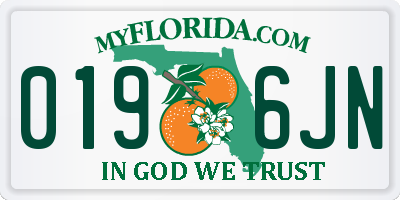 FL license plate 0196JN