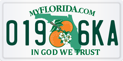 FL license plate 0196KA