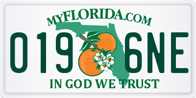 FL license plate 0196NE