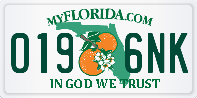 FL license plate 0196NK