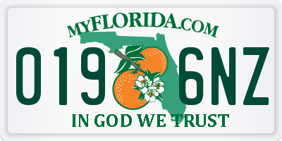 FL license plate 0196NZ