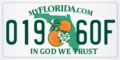 FL license plate 0196OF