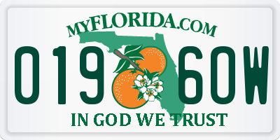 FL license plate 0196OW