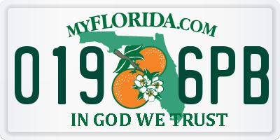 FL license plate 0196PB