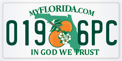 FL license plate 0196PC