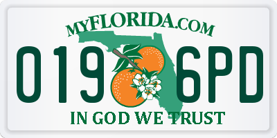FL license plate 0196PD