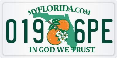 FL license plate 0196PE