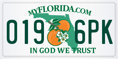 FL license plate 0196PK