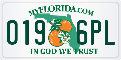FL license plate 0196PL