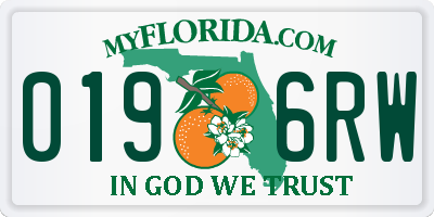 FL license plate 0196RW