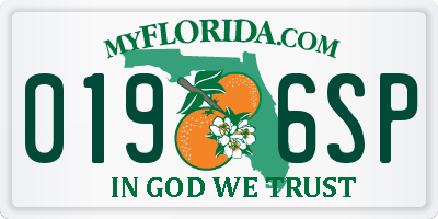 FL license plate 0196SP