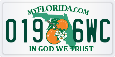 FL license plate 0196WC